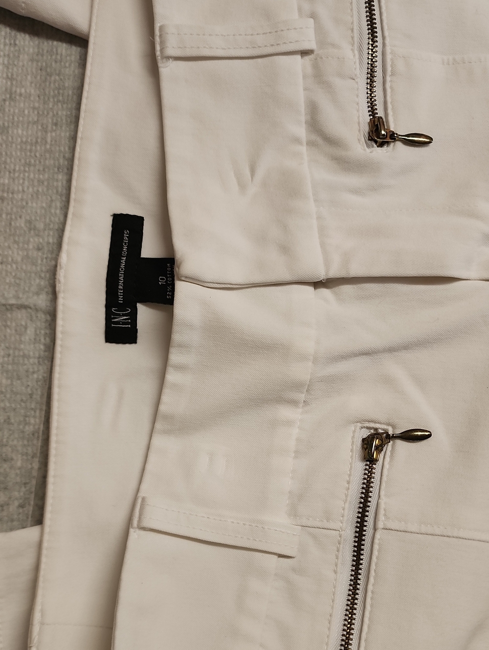 INC International Concepts Cream Zip-Front Jacket with Gold Hardware